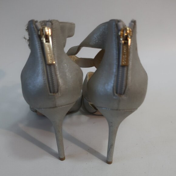 NWD Authentic Jimmy Choo Tomar Metallic Silver Leather Platform Heel 39.5 US/9.5 - Picture 7 of 15